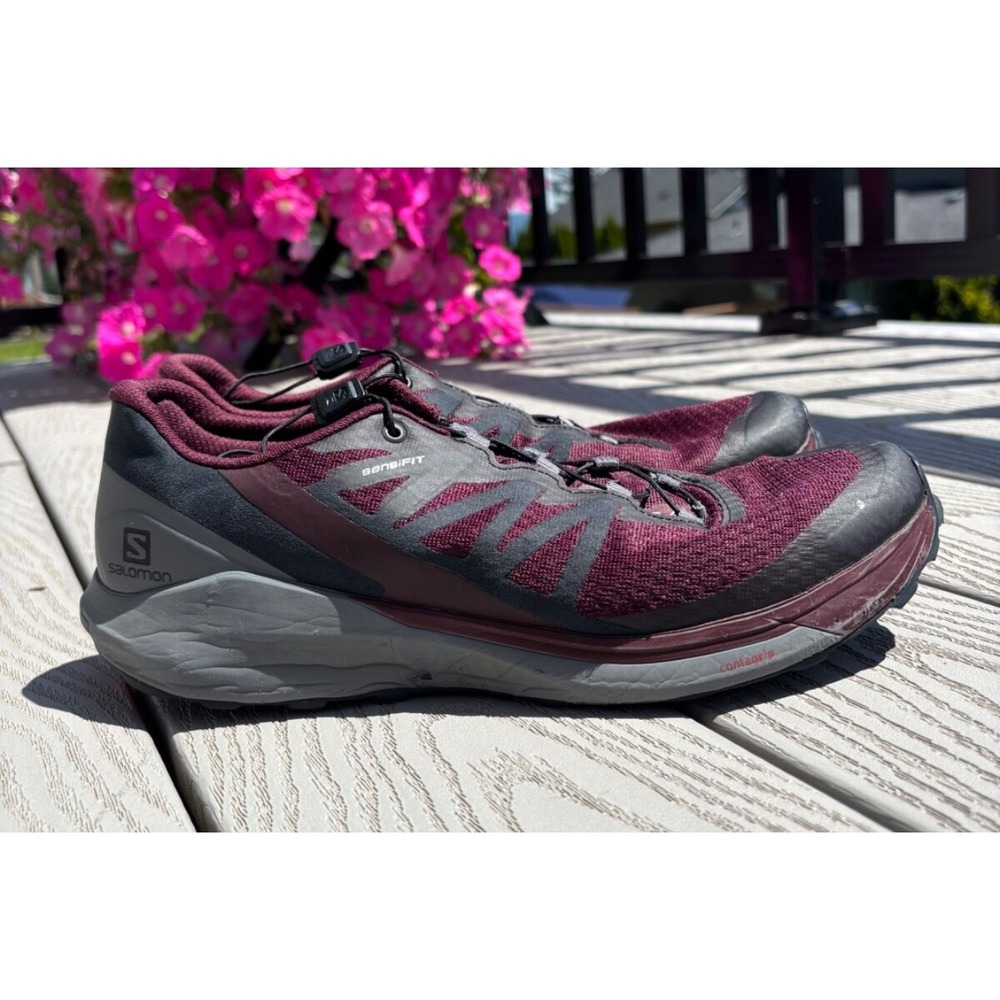 Salomon Women's Sense Ride 4 Burgandy/Gray Trail Running Shoes Sneakers Size‎ 10